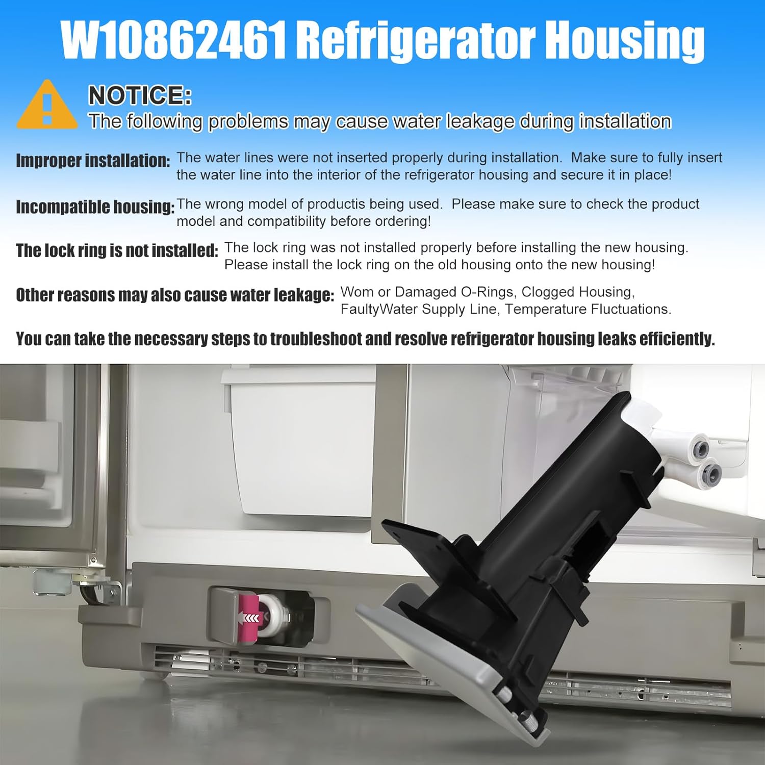 W10862461 Housing Compatible with Whirlpool Kenmore Refrigerator replacement parts Replaces for W10778312 WPW10350065 AP6024300 PS11738003