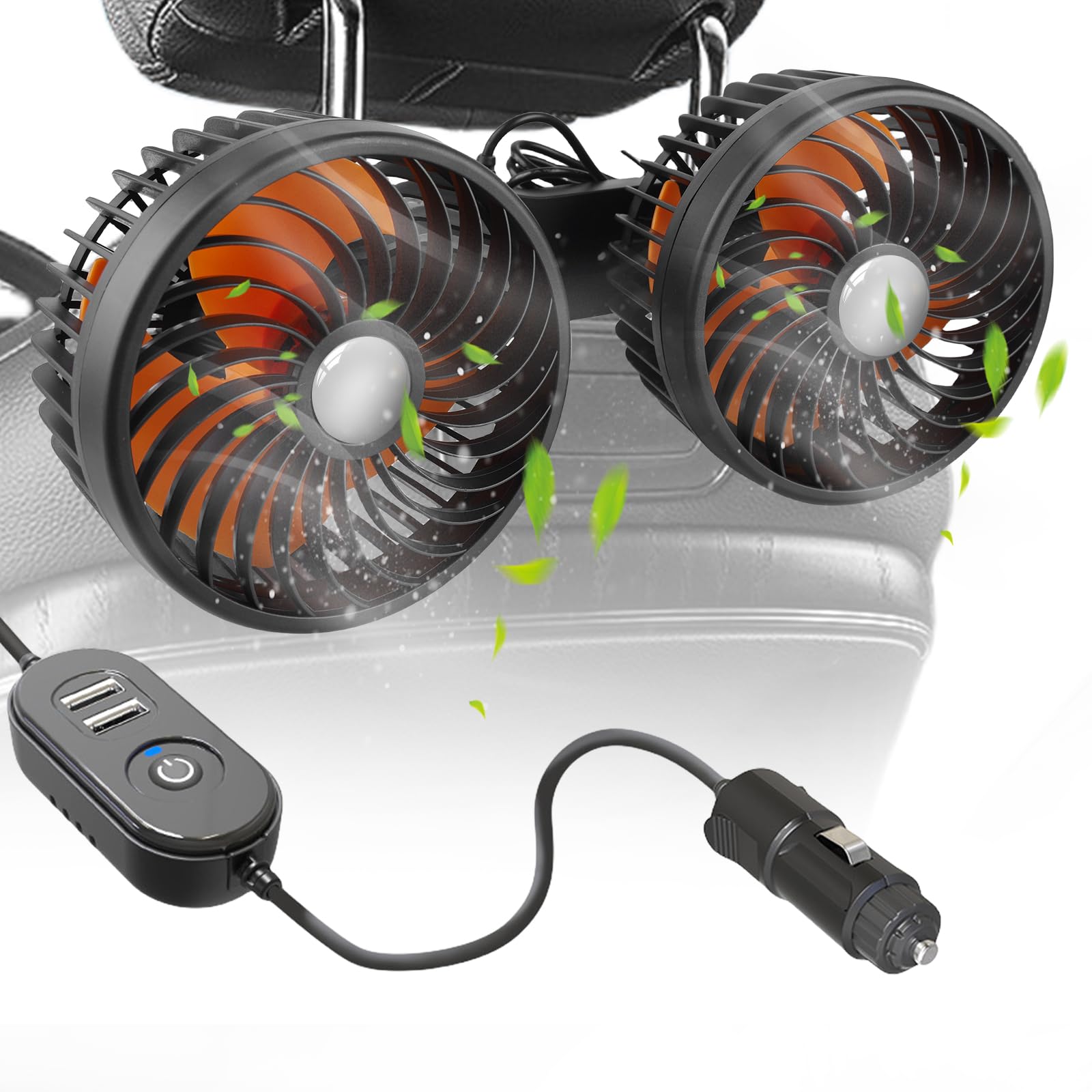 Ventilateur Double Tête Ventilateur Électrique Pour Voiture, Véhicules, Camping-Car, Suv