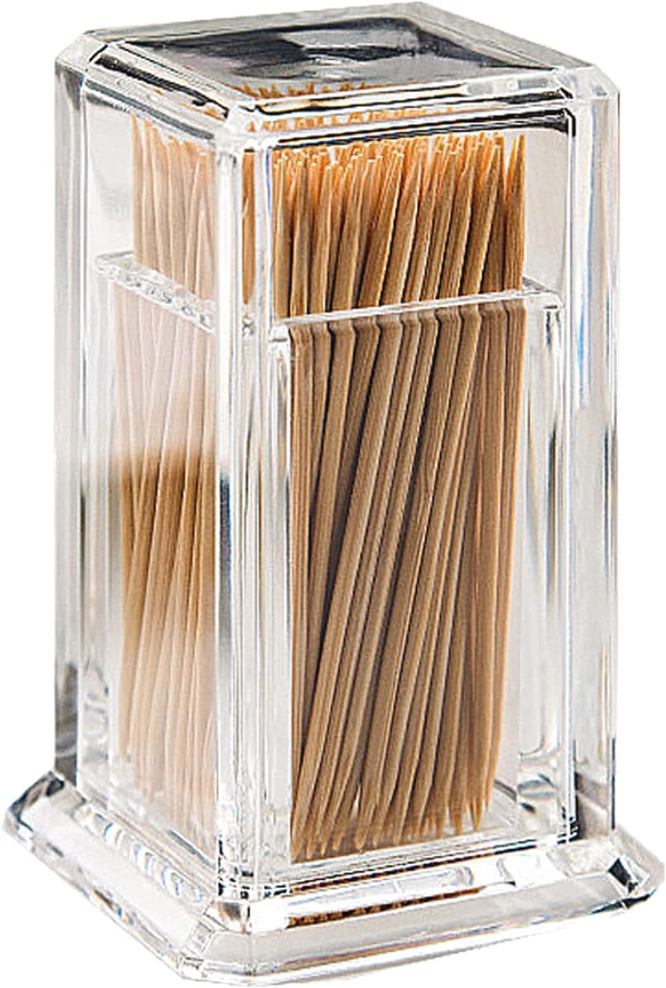 PACK OF 2 OR 5, ACRYLIC PLASTIC CLEAR COCKTAIL STICK TOOTHPICK HOLDER DISPENSER SQUARE PARTY BAR HOME (5)