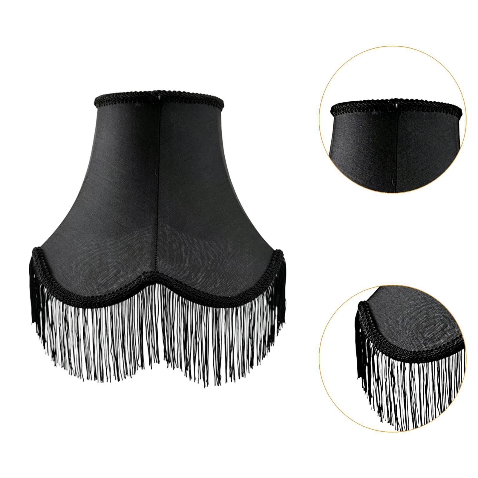Paralume, Coprilampada, Decorazione per La Casa, Accessorio in Tessuto per Soggiorno, Cucina, Ristorante, Camera Da Letto, Stile Country, Nero