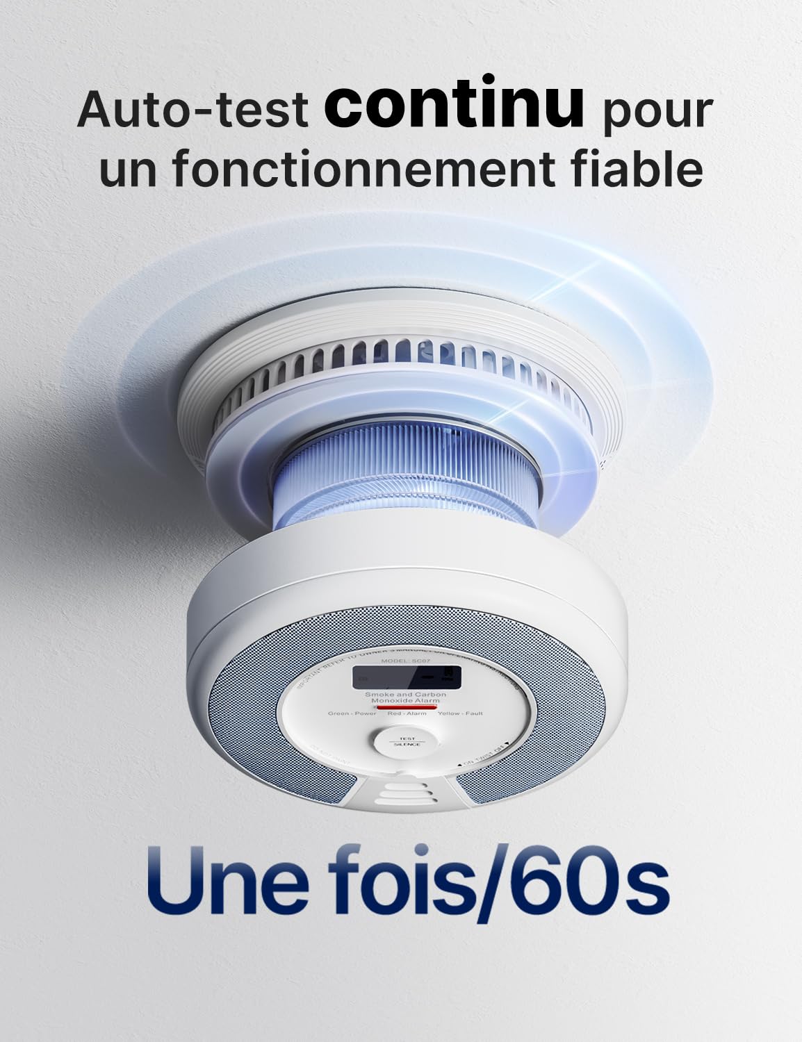 X-Sense Détecteur de Fumée et de Monoxyde de Carbone Autonome de 10 Ans, Détecteur de Fumée et de CO avec Bouton de Test, Vérification Automatique, Selon EN14604 et EN50291, SC07
