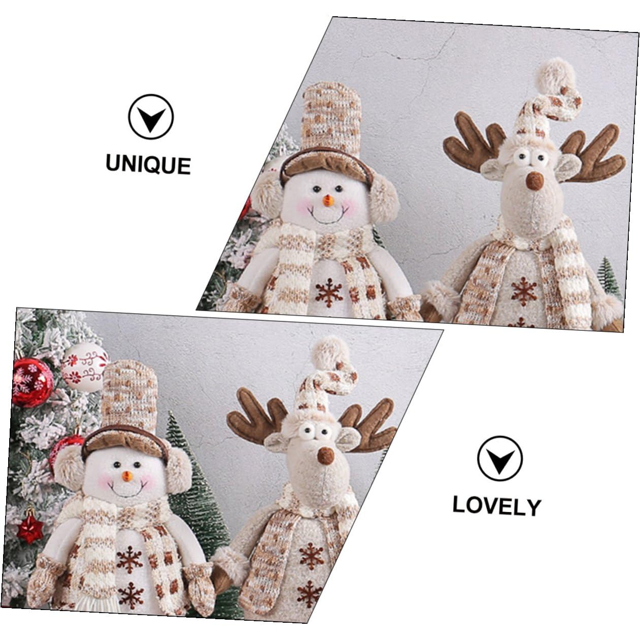 Ornamento Natalizio Bambola di Peluche Estensibile a Forma di Pupazzo di Neve Cappello, Decorazione da Tavolo per Feste di Natale e Scenari Natalizi, Regalo Festivo per Casa