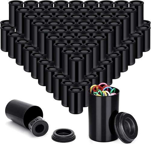 120 recipientes de película de plástico de 1.38 pulgadas (1.378 in) con tapas para accesorios pequeños, experimentos, cohetes, anzuelos, películas,
