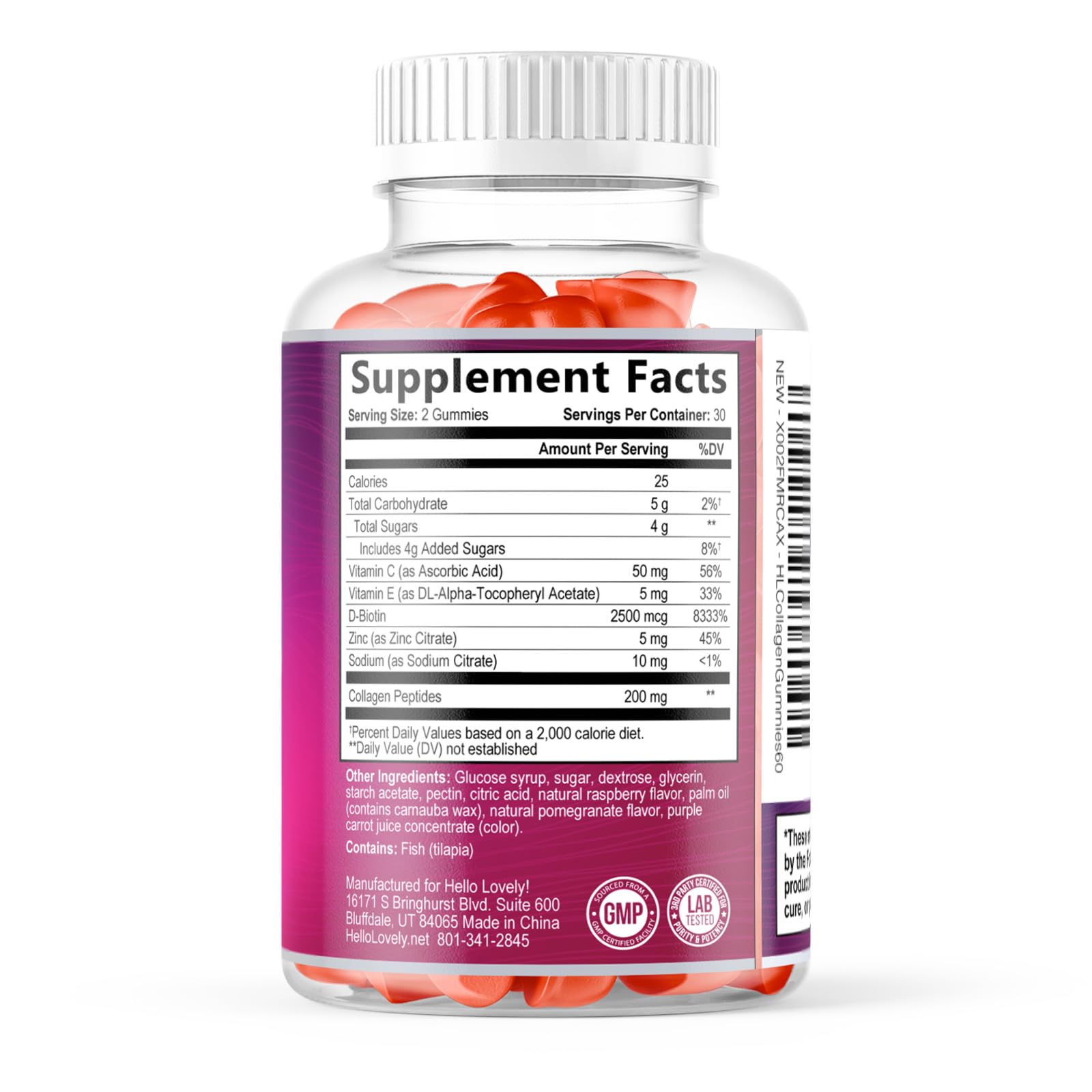 Collagen Gummies for Hair Growth - 2500 mcg D-Biotin Per Serving - Hydrolyzed Collagen Peptides Type I, III - Vitamin C & Zinc - Skin, Nails & Joint Support For Women & Men - Berry Flavor, 60 Gummies — Amazon image 9