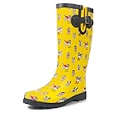 Rain Boots for Women, Waterproof Ladies Tall Knee High Rubber boots,Comfort Garden Boots Anti-Slip Mid Heel Women Rain Shoes Outdoor