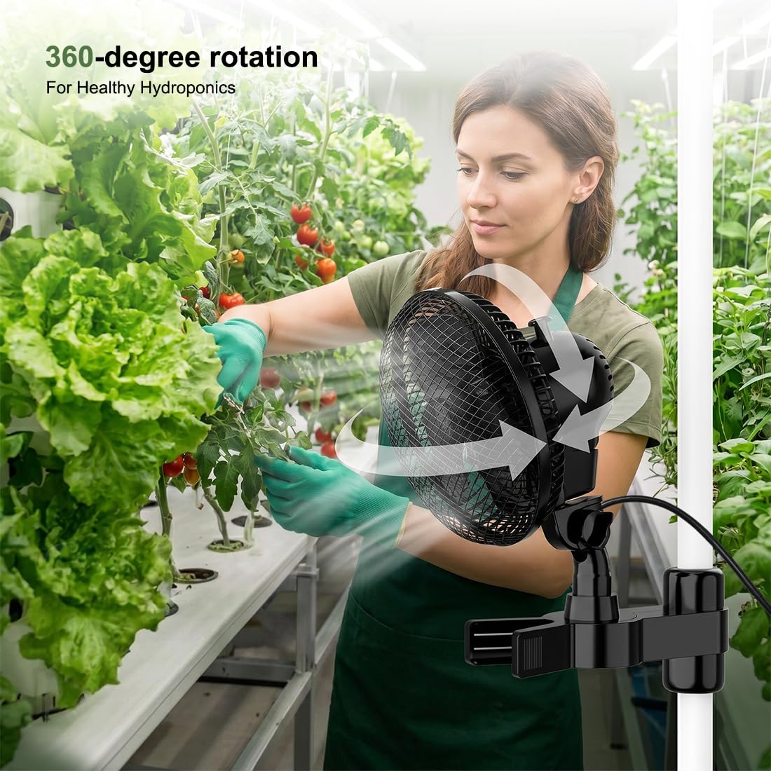 Grow Ventilator Oszillierend mit Clip, 2 Geschwindigkeitsstufen, Grow Clip-Ventilator Klemmbar für growzelt, 20W, 32 dBA Leiser Lüfter für Umluft Pflanzen Ventilatoren für Growzelt Growbox