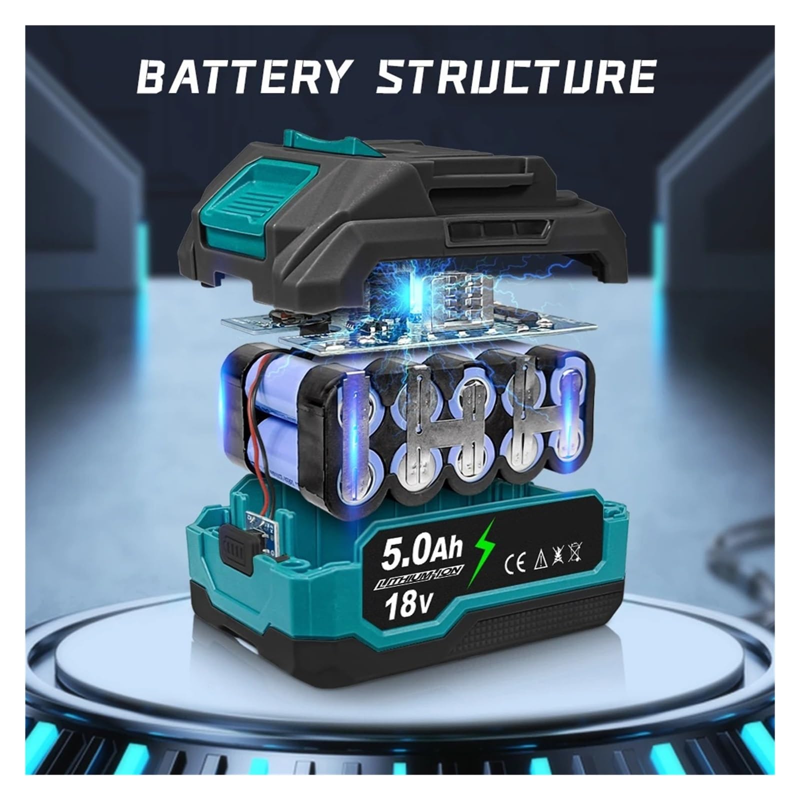 ， Compatibile Con Kamolee ， Batteria Agli Ioni Di Litio 18 V 6000 MAh BL1860 Trapano A Mano Batteria Utensili Elettrici(9.0Ah No Charger)