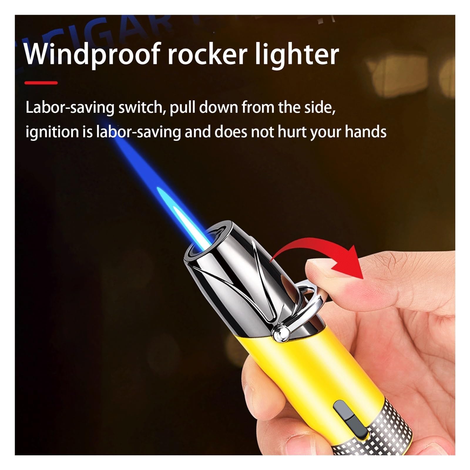 Encendedores portátiles de metal resistentes al viento, soplete de butano, llama recargable y ajustable, ideal para uso al aire libre y camping