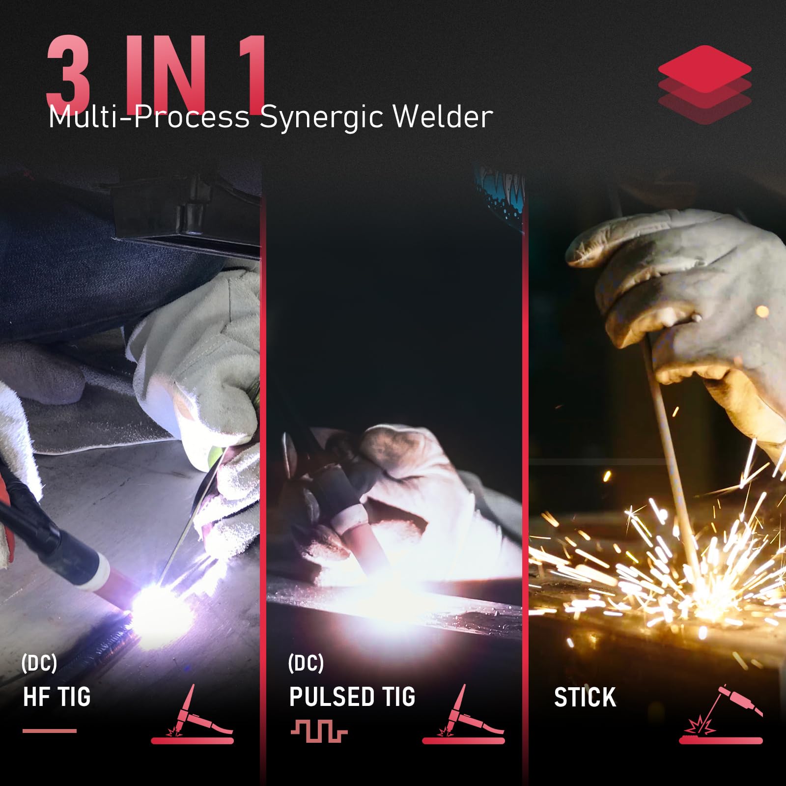 YESWELDER DC WIG Schweißgerät 200A mit Puls, LED-Anzeige, MMA 230V