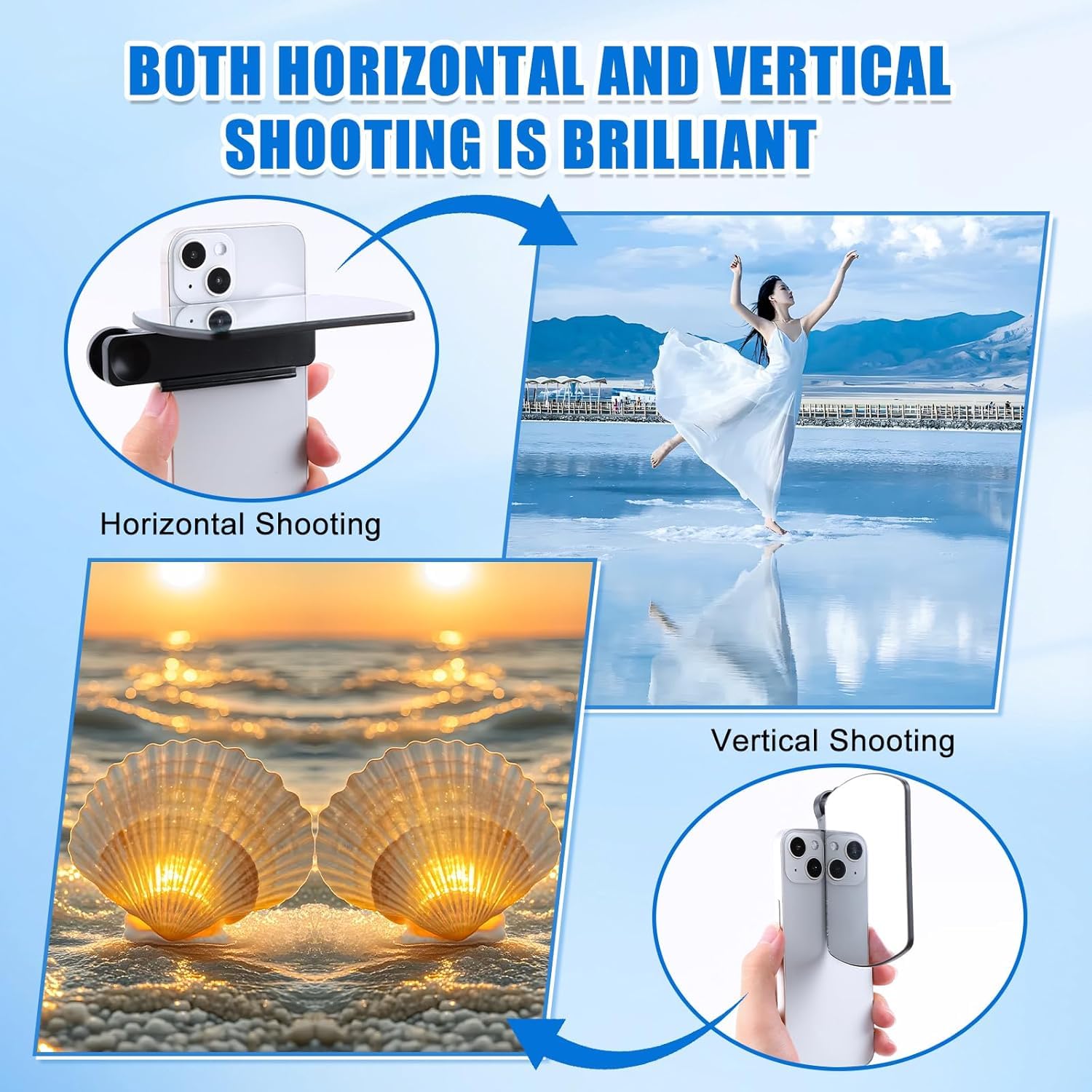 Weseecase Mirror Reflection Camera Clip Kit for Smartphone, Adjustable Selfie Reflector, 2025 Model (Black)