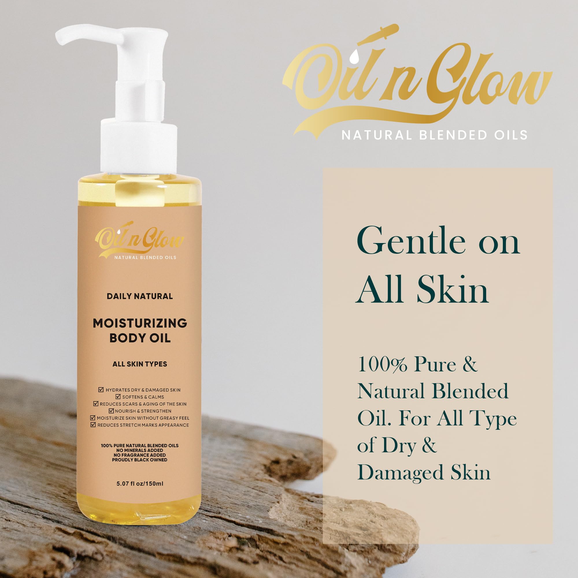 USDA Certified 100% Organic Pure Natural Hydrating Body Oil After Shower With Coconut, Jojoba, Olive & Almond Non-Greasy Moisturizing Oil For Women & Men Dry Skin 5.07 fl oz/150ml - Unscented