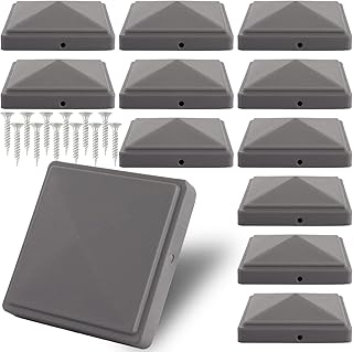 SHUESS 12 Pcs Dark Grey Fence Post Caps 4 x 4 Inch - 102 x 102 mm Fence Post Toppers - Durable and Stylish Post Caps for Enhanced Outdoor Décor - Ideal for Fence Post Protection and Decoration