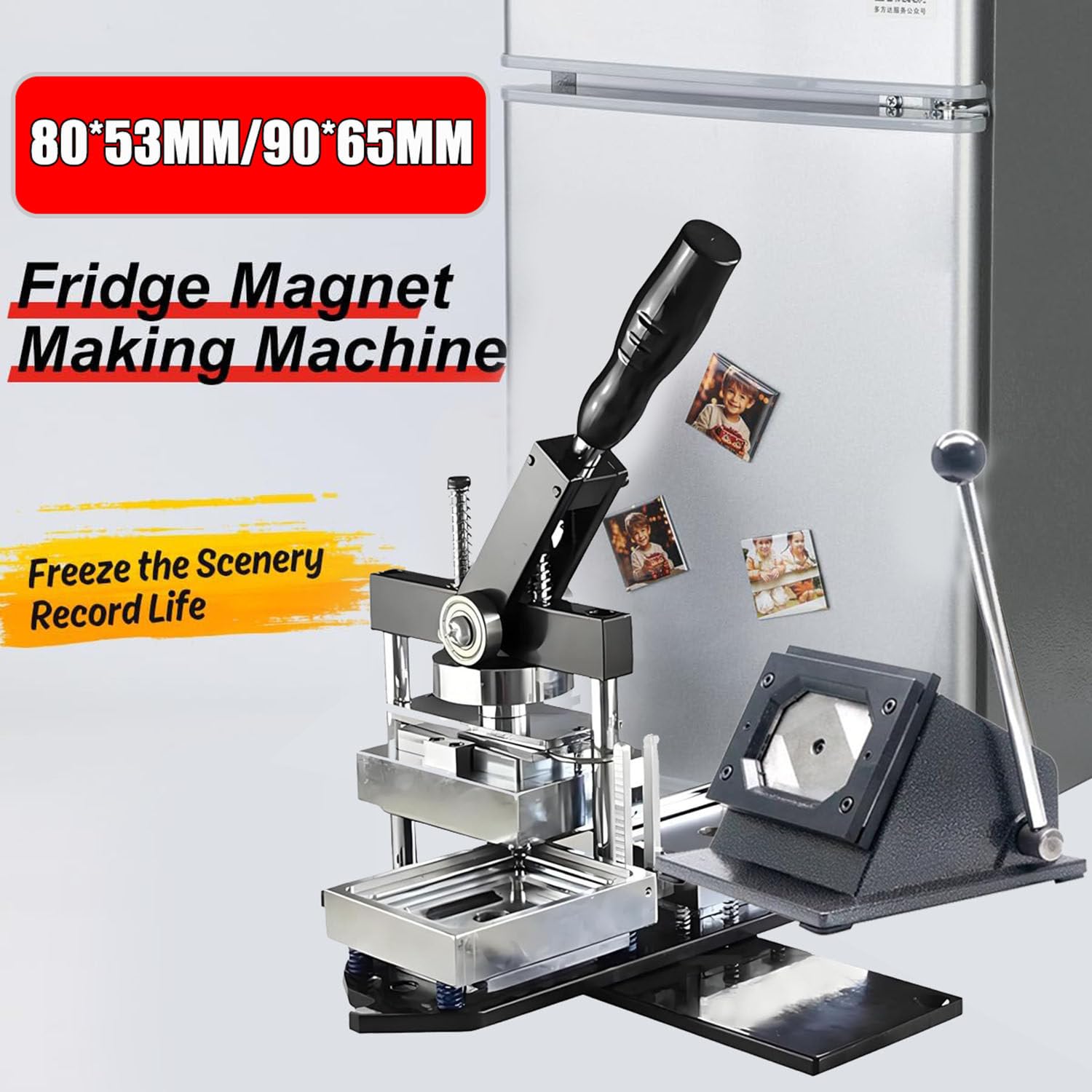 Máquina para Hacer Insignias E Imanes De Refrigerador, Máquina para Hacer Imanes, Máquina para Hacer Botones Magnéticos Cuadrados para Refrigerador, con 100 Materiales. 90 * 65mm
