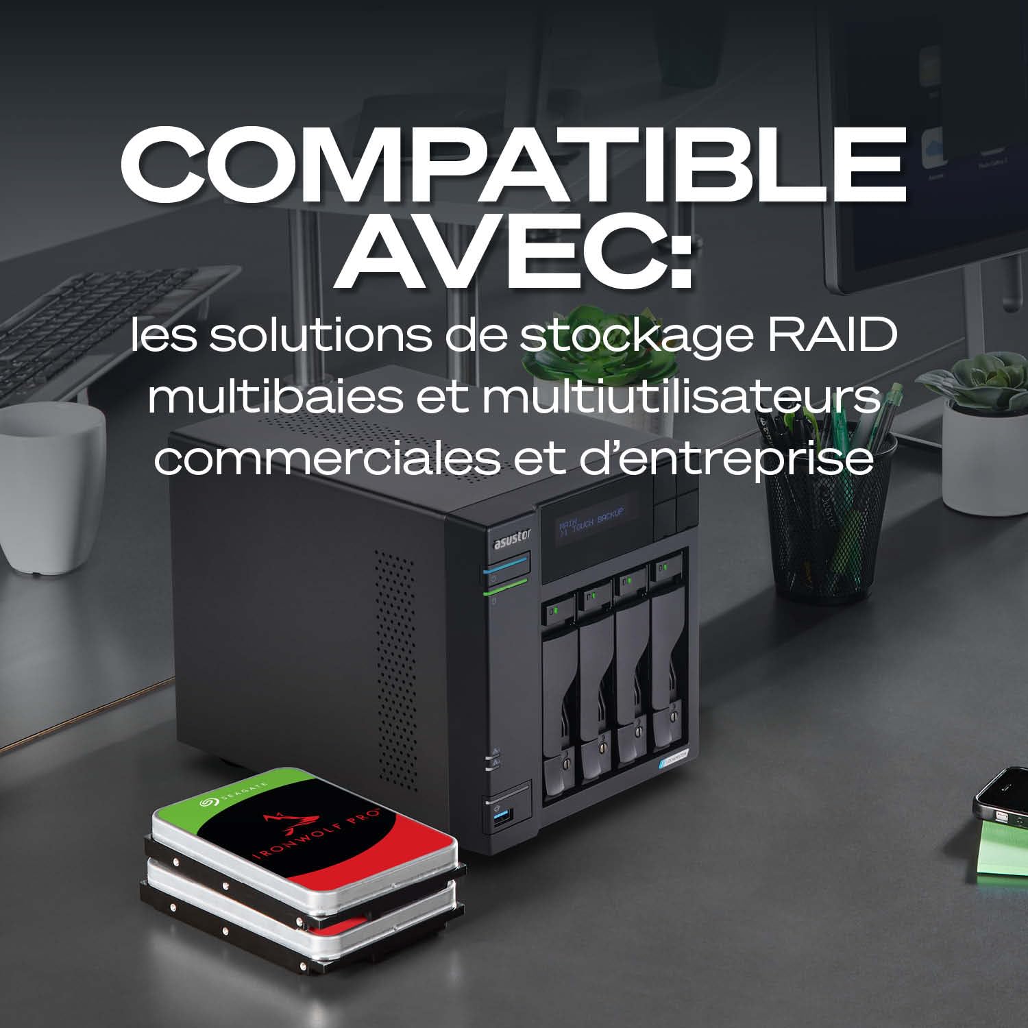 Seagate IronWolf Pro 8To Disque dur interne NAS HDD CMR 3.5 Pouces SATA 6Gb/s 7200 tr/min 256 Mo Cache ST8000NTZ01