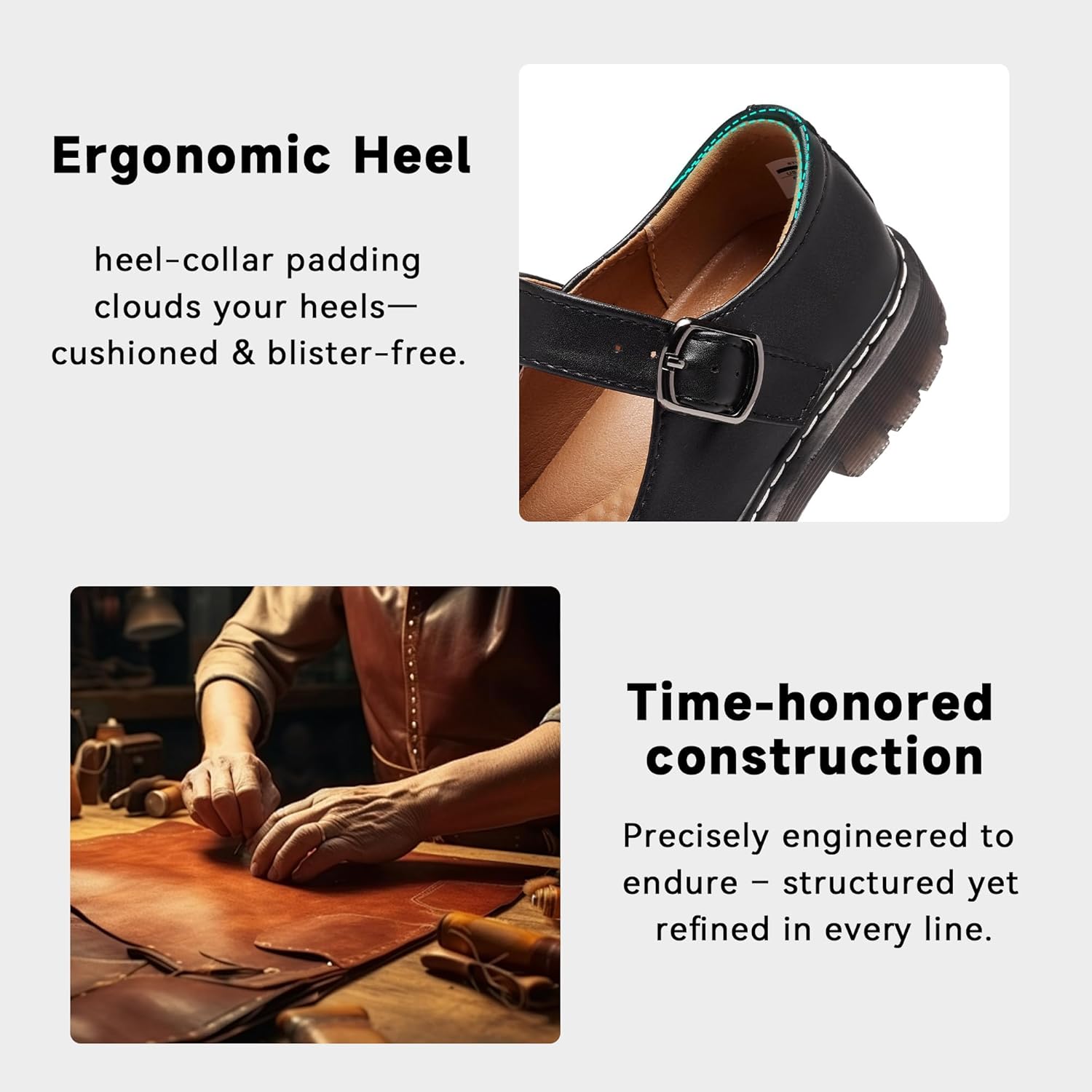 Mary Jane Shoes for Women, Memory Foam Oxford Dress Shoe Vegan Leather Buckle Strap Cute Dressy Flats for Work Office School Business Casual Cosplay Teacher - Image 3