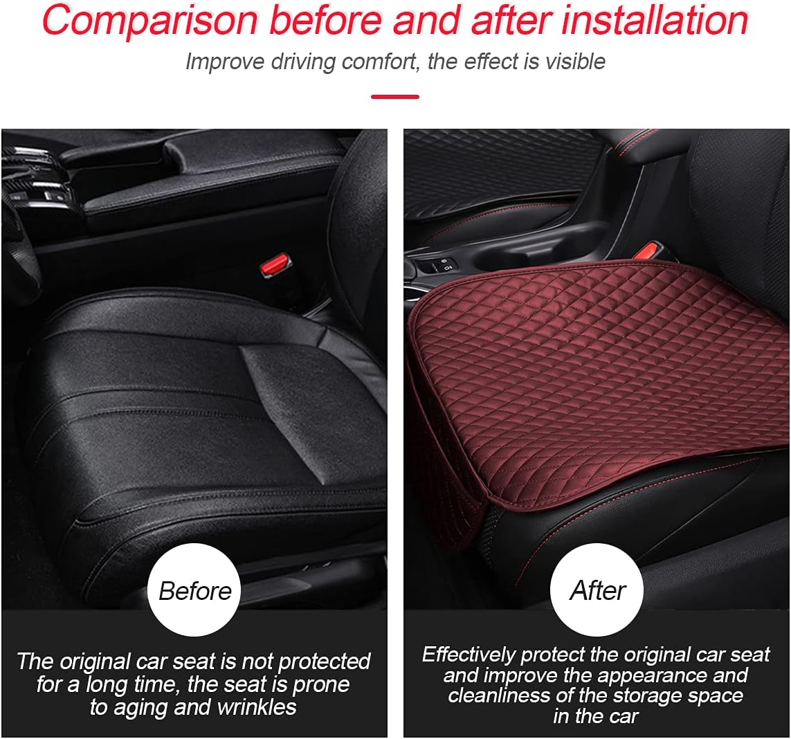 Leather Car Seat Cover/Protector, Car Seat Cushion, Comfortable, Compatible with 90% Vehicles, Cars, SUVs, Car Interior Accessories for Men and Women (Red) : Automotive