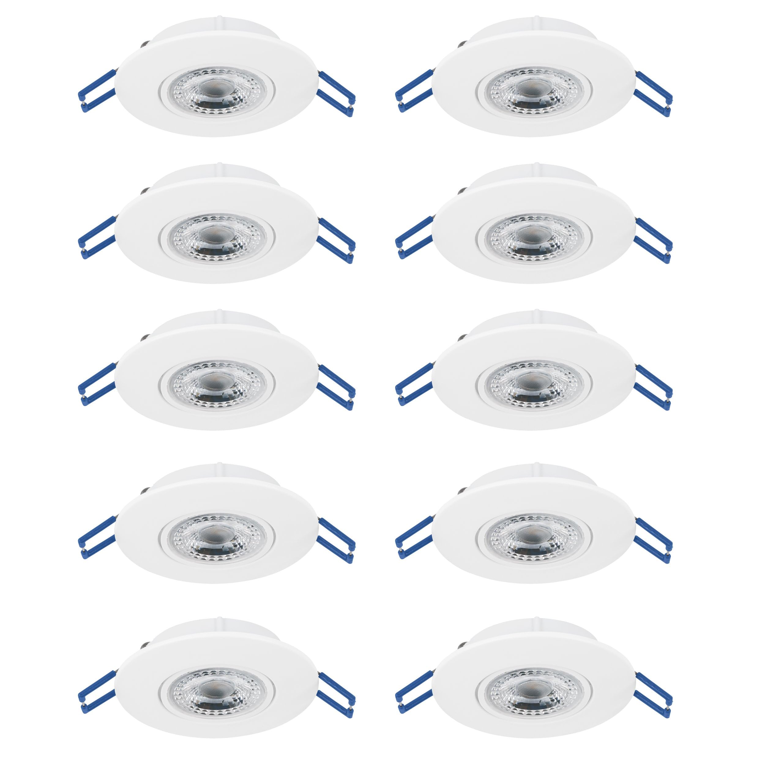 Eglo Set de 10 focos LED empotrables Cedrez, Ø 9 cm, spots | de techo extra planos, con Dip Switch, plástico blanco, luz cálida, neutra y fría