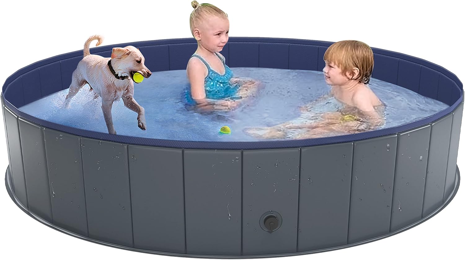Niubya Foldable Dog Pool, Collapsible Hard Plastic Dog Swimming Pool