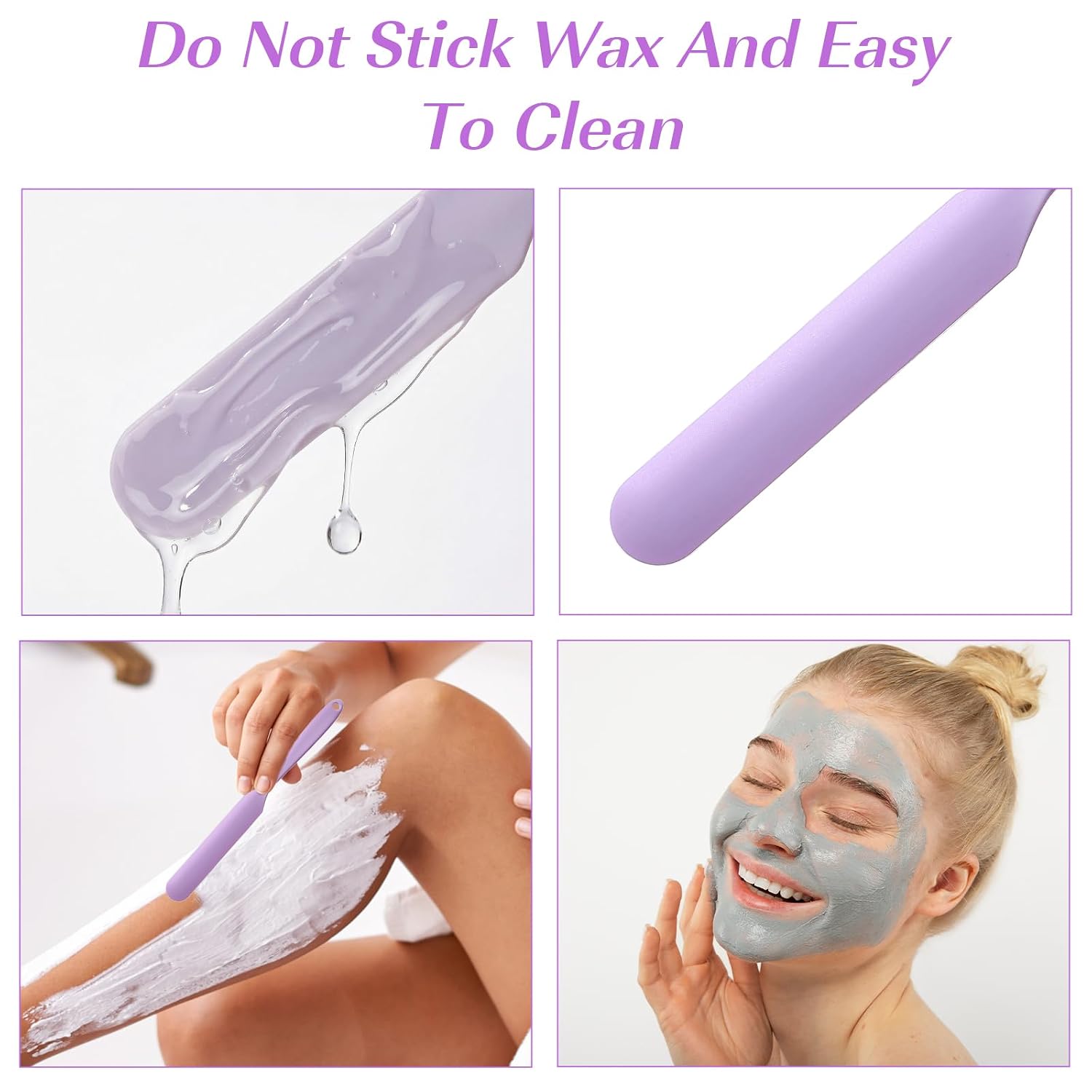 ElevateTech Silicone Waxing Applicator, 6 Pcs Non-stick Waxing Spatula Set Hair Removal Sticks Applicator Spatula Reusable Waxing-Applicators Hard Waxing-Scraper for Home Salon Body Use, 2 Size