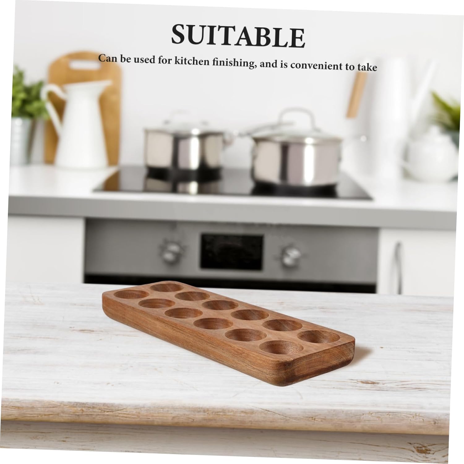 12holes Wood Holder Tray for Kitchen Storage and Display Wooden Deviled Platter for Countertop Use Elegant Design