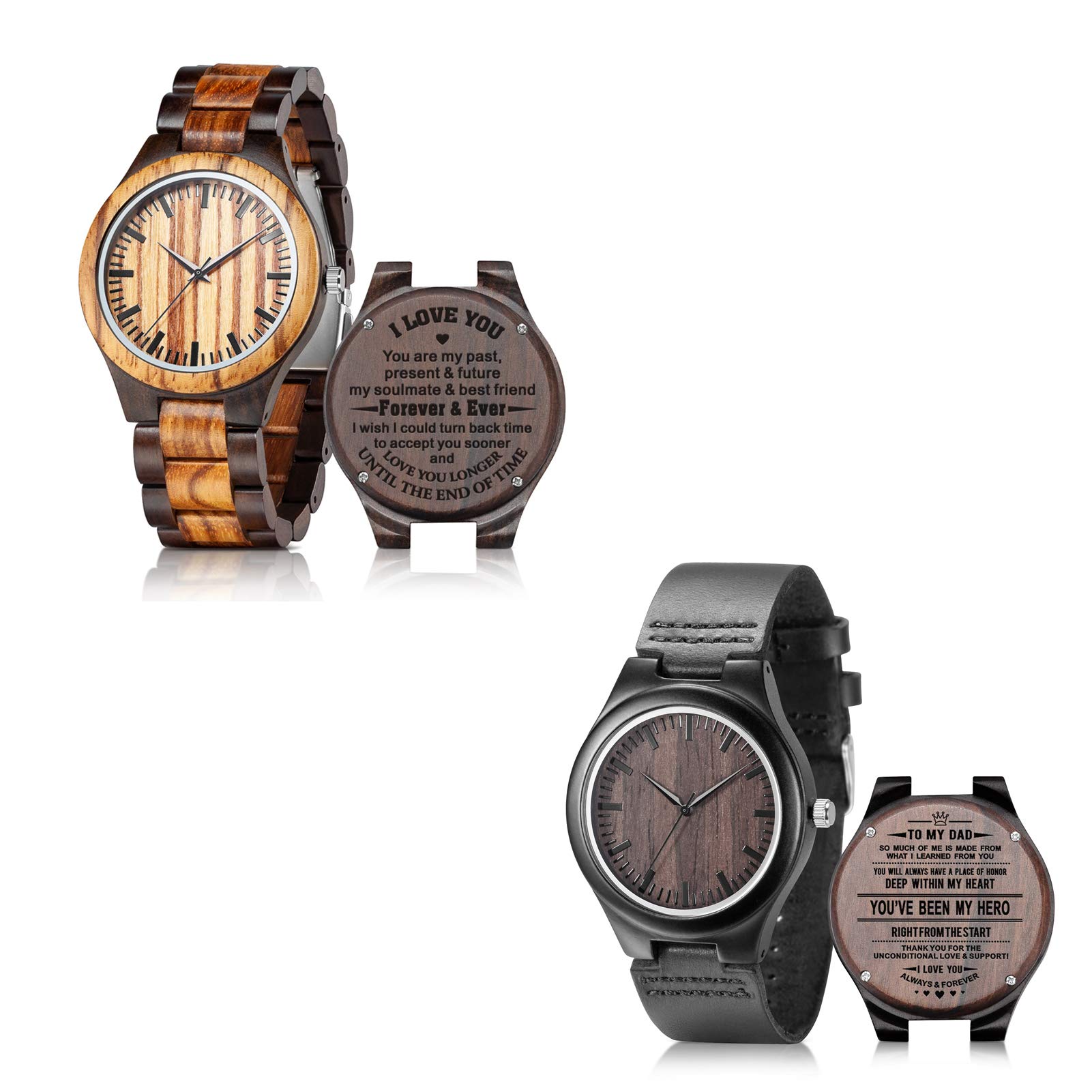 UMIPHIMAT Personalized Gifts for Men - Engraved Wood Watches for Birthday Anniversary Fathers Day Gift Ideas