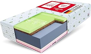 FDM Premium Matratze SAVONA ALOE VERA 180x200 cm 7 Komfortzonen Härtegrad H3 und H4 22 cm Hoch Doppelseitige Schaumstoffmatratze (Visco, Latex, Polyurethanschaum, Kokos, HR-Schaum) mit Aloe Vera Bezug