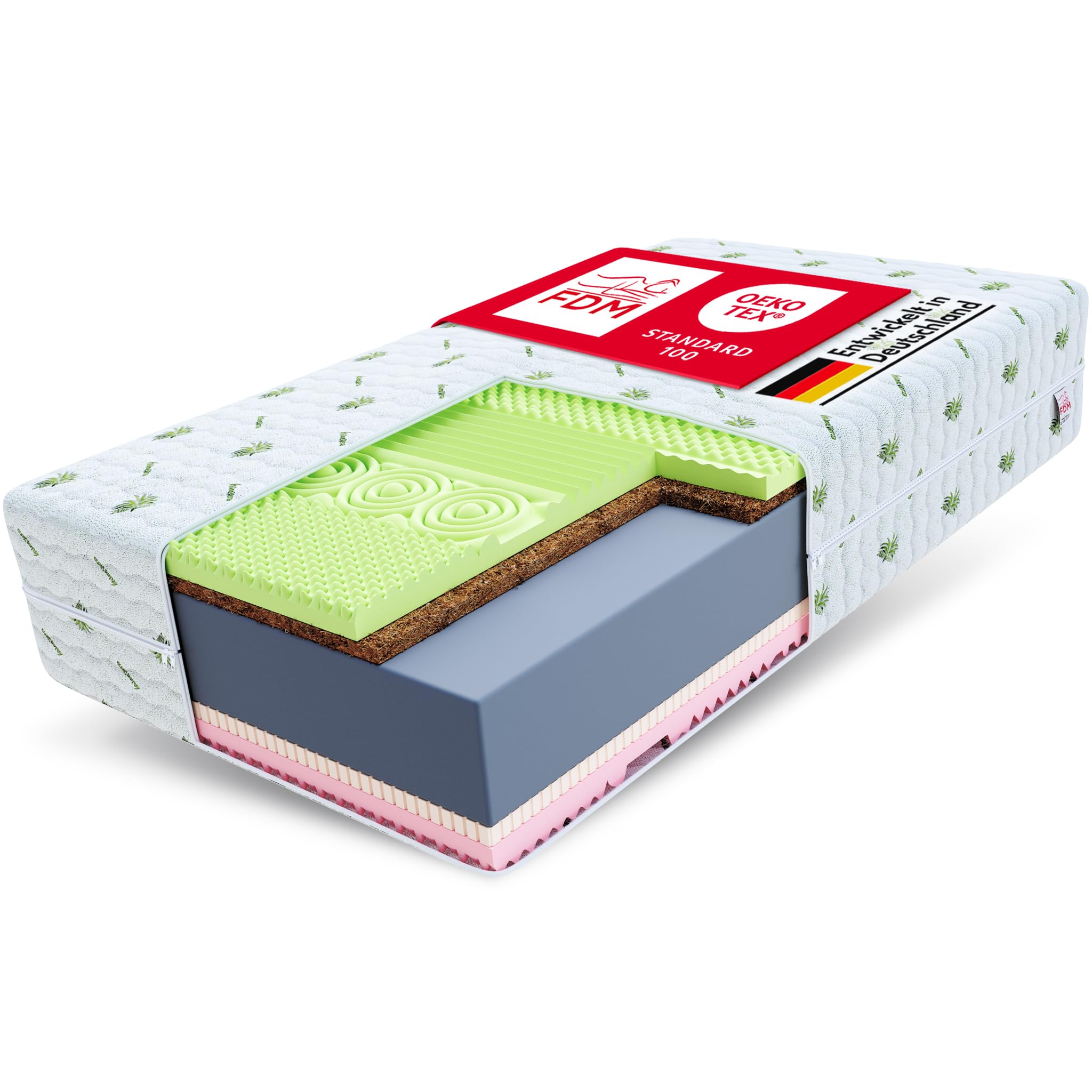 FDM Premium Matratze SAVONA ALOE VERA 100x200 cm 7 Komfortzonen Hrtegrad  H3 und H4 22 cm Hoch Doppelseitige Schaumstoffmatratze (Visco, Latex,  Polyurethanschaum, Kokos, HR-Schaum) mit Aloe Vera Bezug : Amazon.de:  Kche, Haushalt