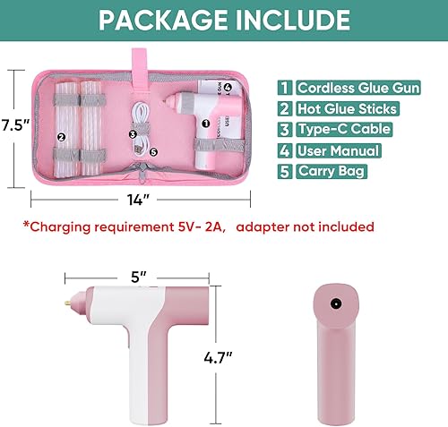 Miniatura 5 de ROMECH Pistola de pegamento caliente inalámbrica, pistola de pegamento para manualidades de dispensación automática con 30 barras de pegamento, kit
