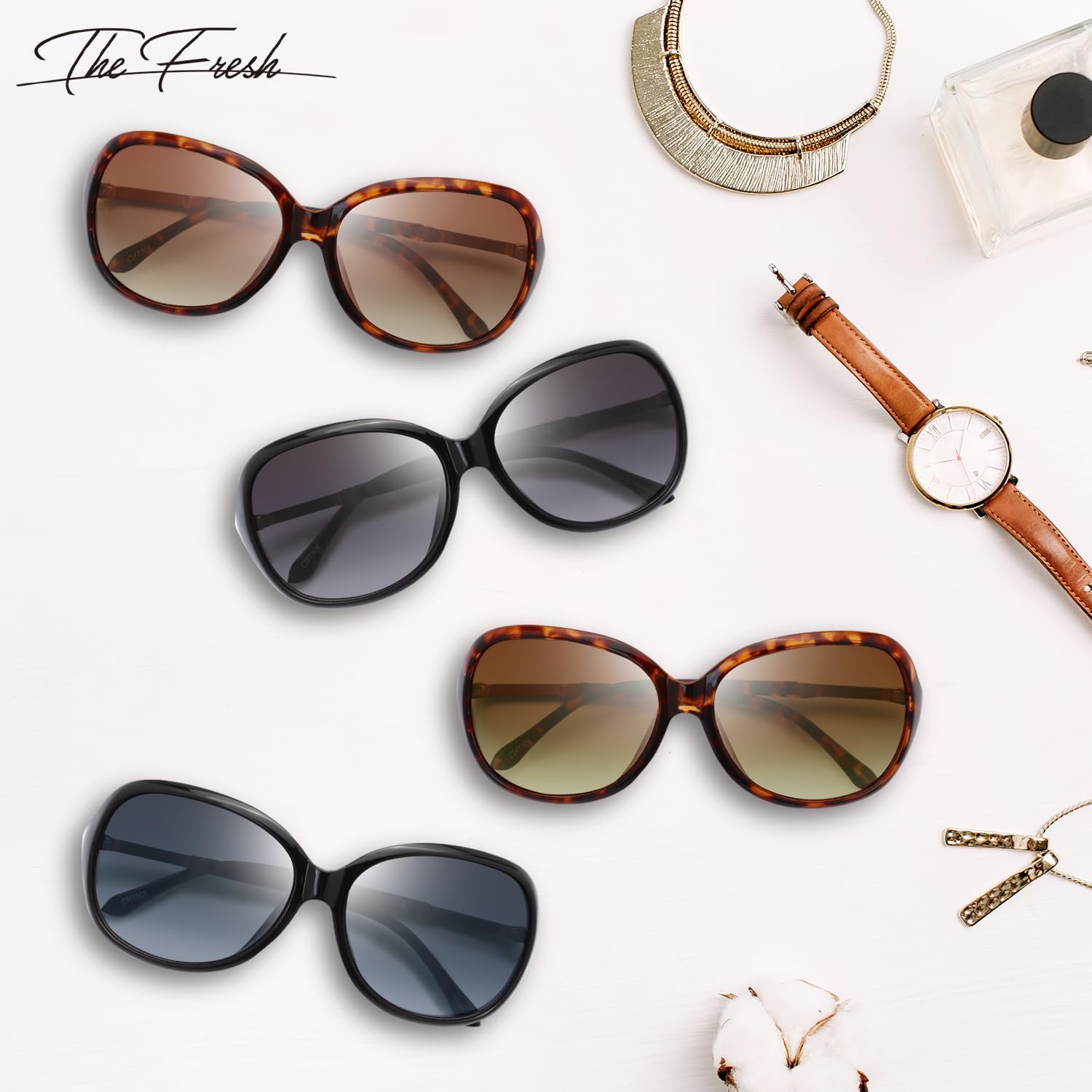 The Fresh Women's Oversized Square Jackie O Cat Eye Hybrid Butterfly Fashion Sunglasses - Exquisite Packaging - Image 5