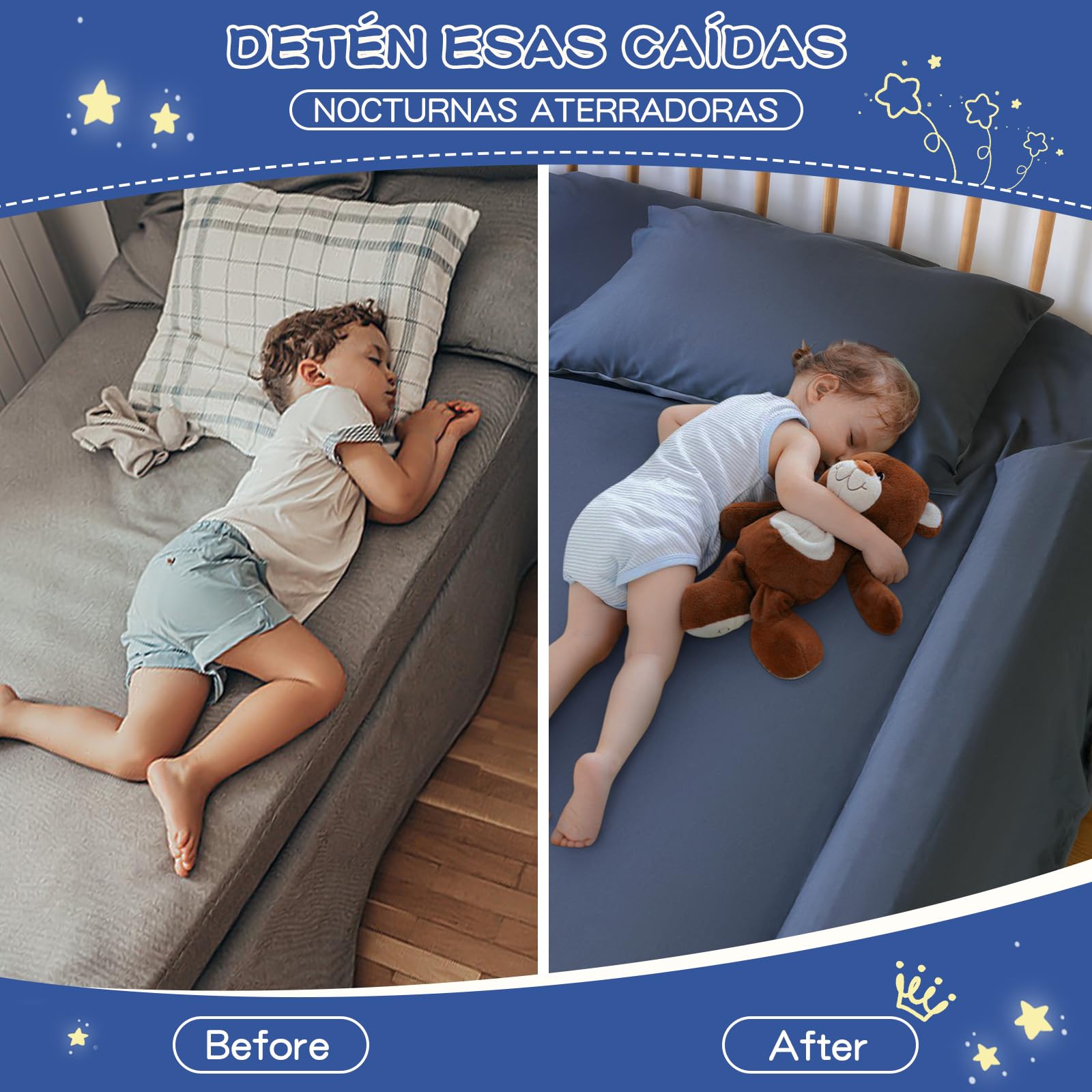 Barrière de Securite Enfant Lit avec Housse Antidérapante, Imperméable et Lavable Barrière de Lit pour Bébés et Personnes âgées, Facile à Transporter Convient à Tous Les Lits