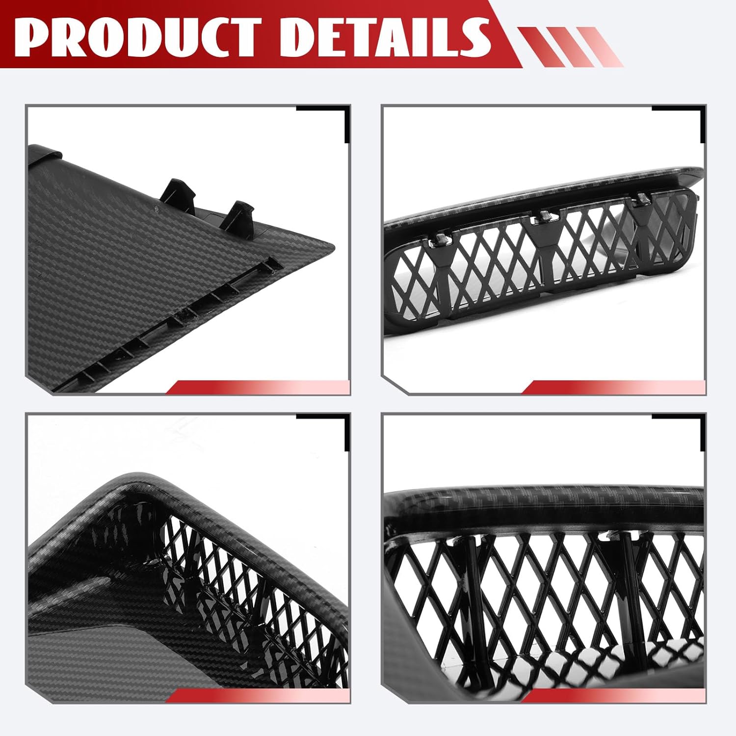 Front Bumper Side Air Vents Fit For 2008-2014 Subaru Impreza WRX STi Air Duct Bezel Trim Cover Pair Set, Carbon Fiber Surface
