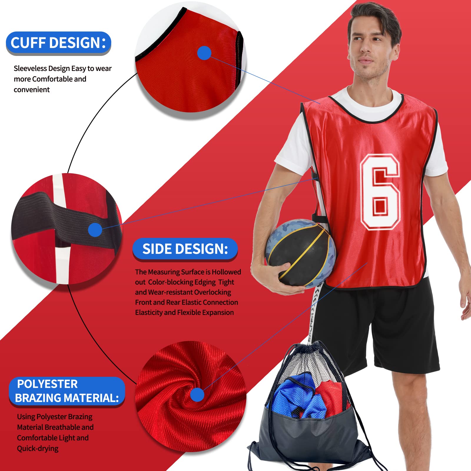 Sports Pinnies, chaleco de práctica numerado para fútbol y baloncesto, juego de 12 unidades