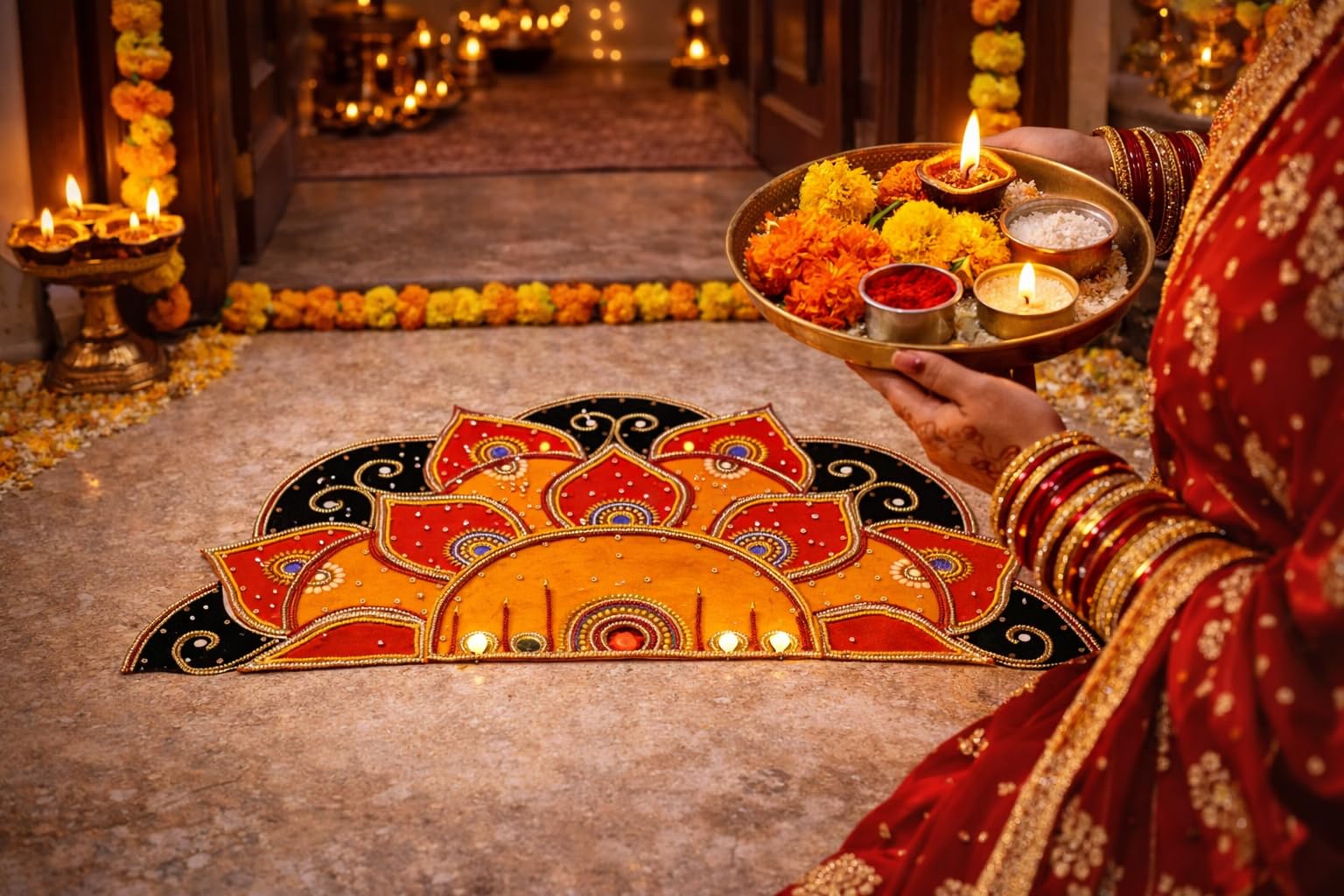 Diwali Rangoli - Red Velvet Decor FREE SHIPPING -8