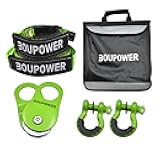 EcoExplorer Offroad Recovery Kit Green with 10 Ton Snatch Pulley, 3