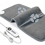 DAILYLIFF Massage Heating Pad, 12x 24 Electric Heated Pads with Massager, 4 Massage Modes, 6 Heat Settings, 24 Relaxing Combinations, UL Certification, Grey