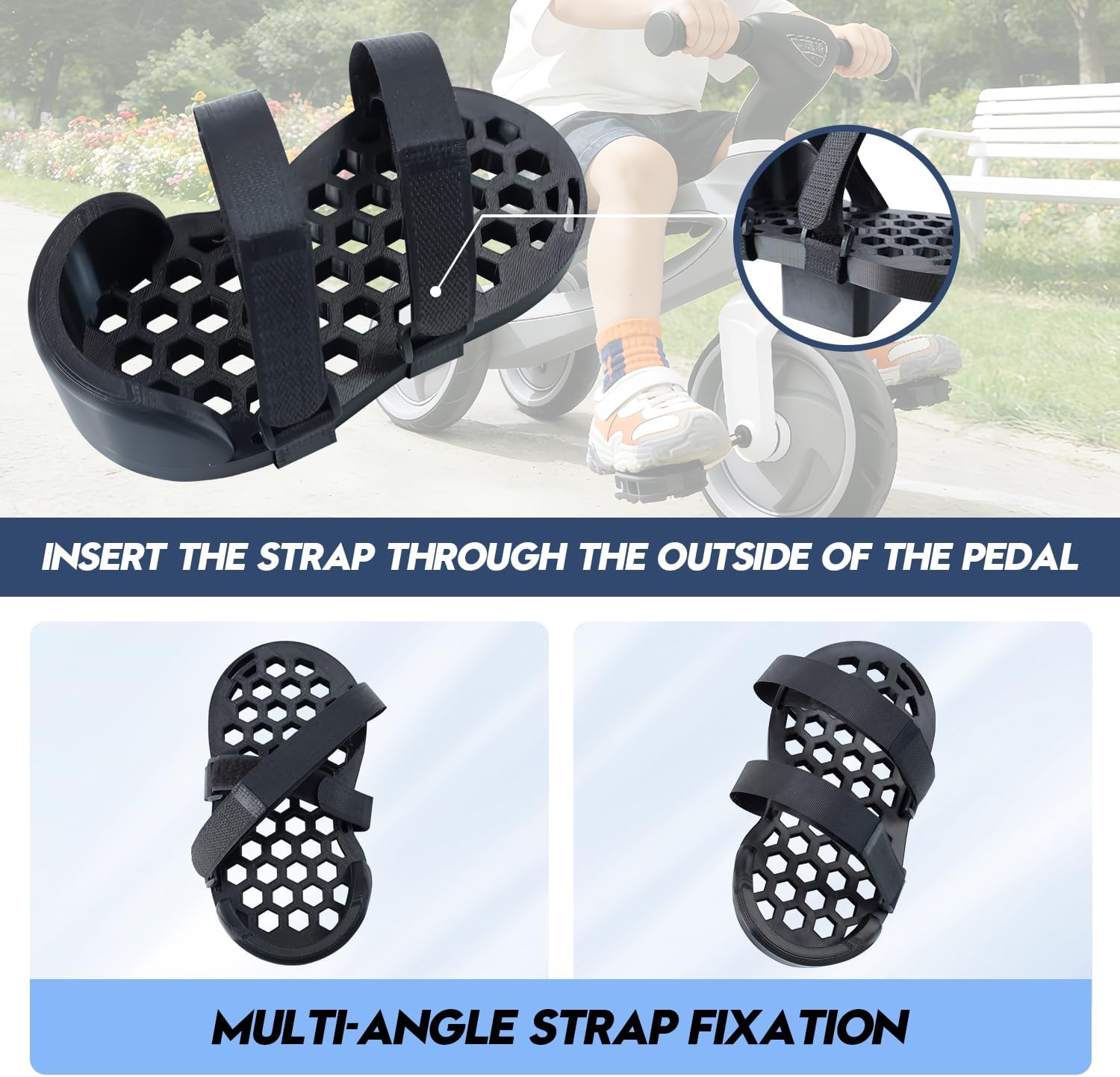 Adjustable Tricycle Pedal Adapters for Toddlers, with Riser Blocks & Secure Anti-Slip Straps, Tricycle Pedal Stabilizers, No Drilling Required, Easy Installation, Fit for Toddler Most Standard Trikes