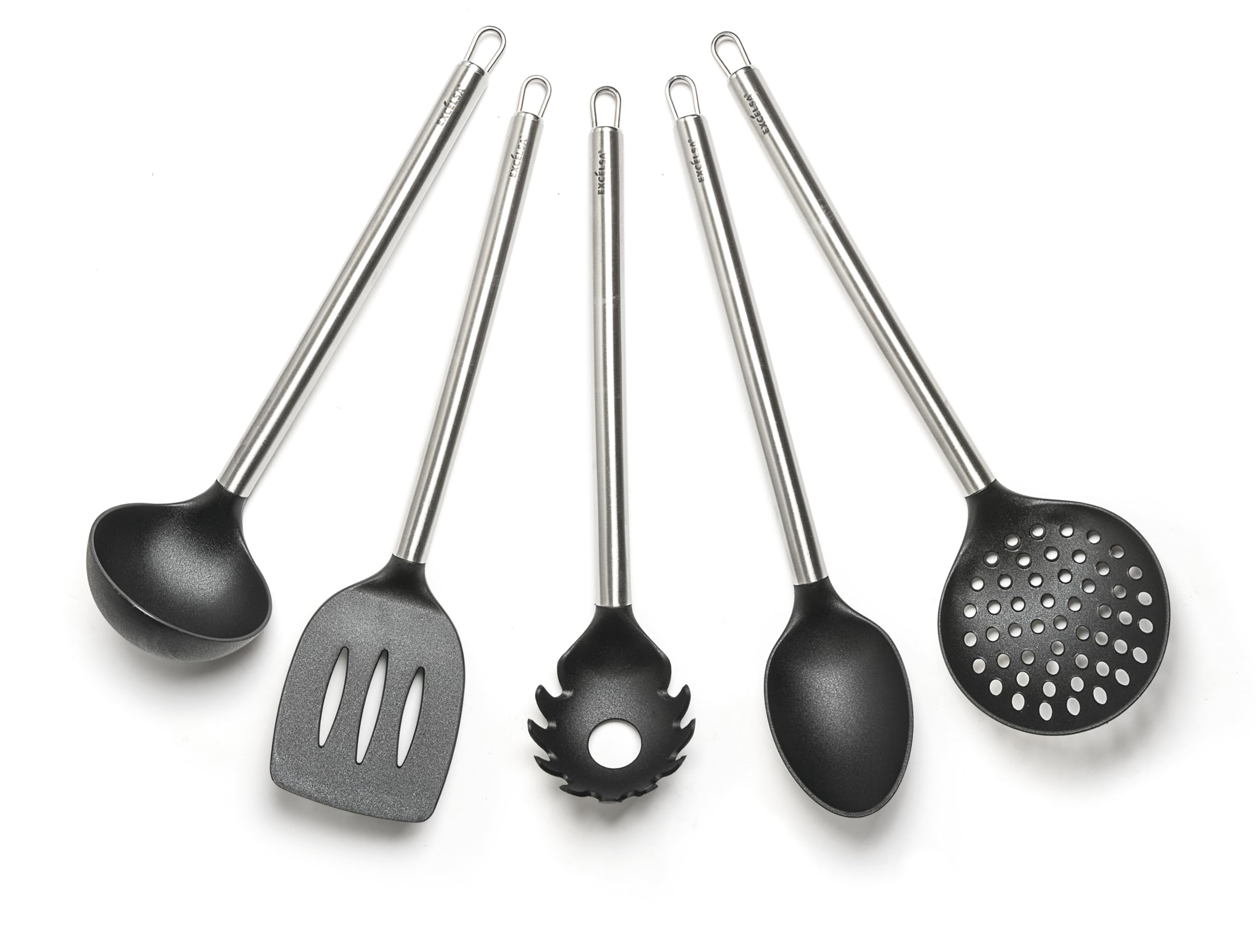 Excelsa Classic Set Utensili da Cucina, Nylon, Nero, 5 Unità
