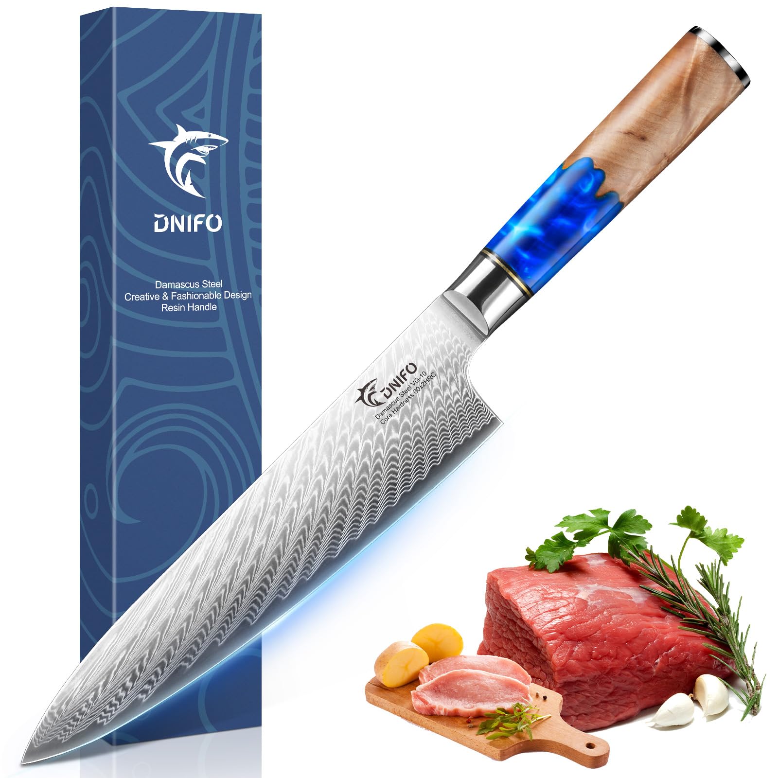 Dnifo VG10 Core Damascus Chef Knife