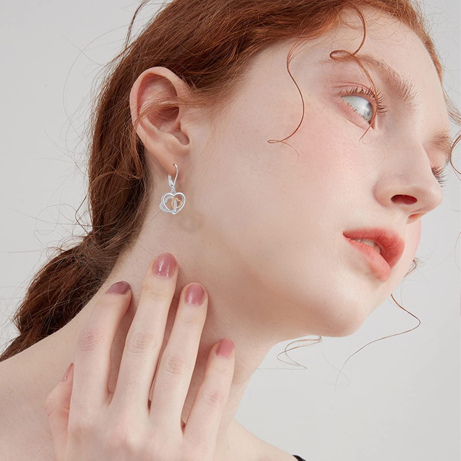 Birthstone Drop Earring 925 Sterling Silver Heart Dangle Earrings Double Heart Jewelry Gifts for Women Valentine's Day - Image 3