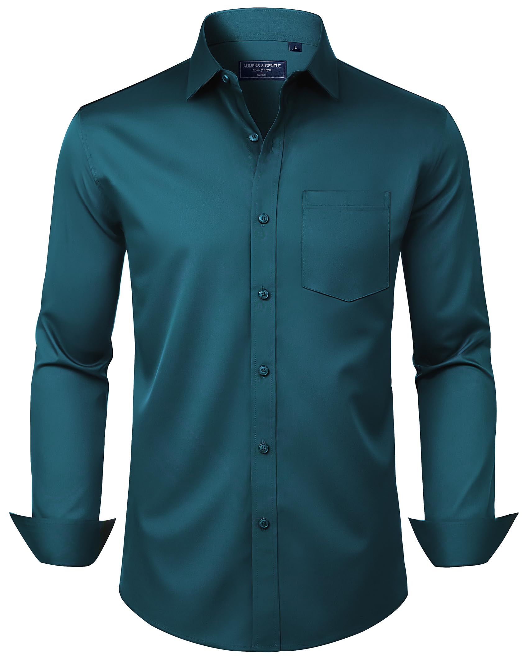 Mens Dress Shirts Long Sleeve Wrinkle Free Stretch Cotton Big Tall Button Down Shirts