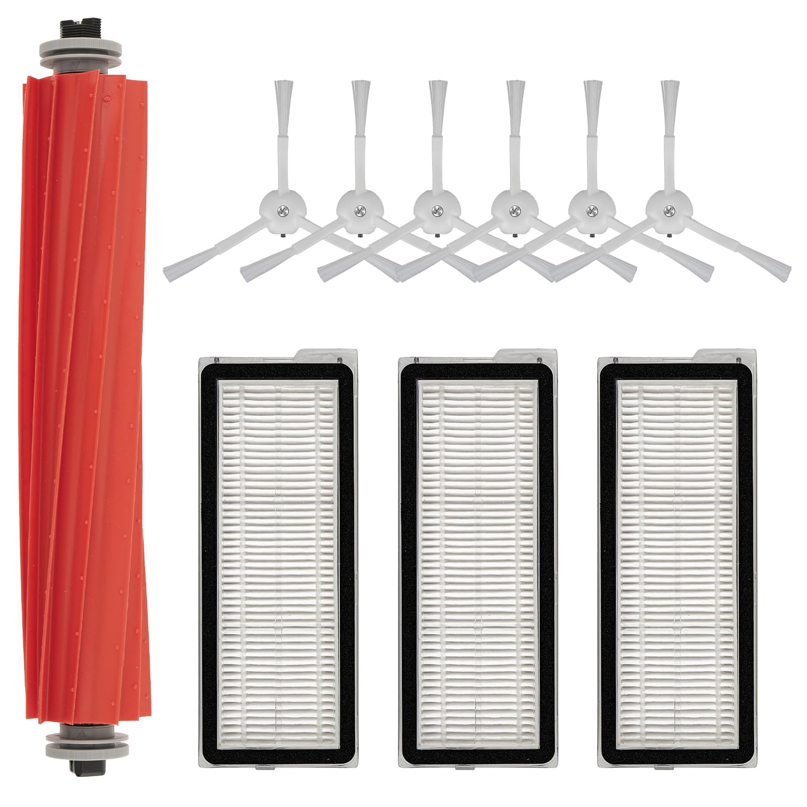 Photo 1 of (10 Pieces) QRevo S Replacement Parts Accessories Kit for Roborock Q Revo S, QRevo Pro, Qrevo MaxV, QRevo Plus Robot Vacuum, 1 Roller Brush, 3 Hepa Filters, 6 Side Brushes