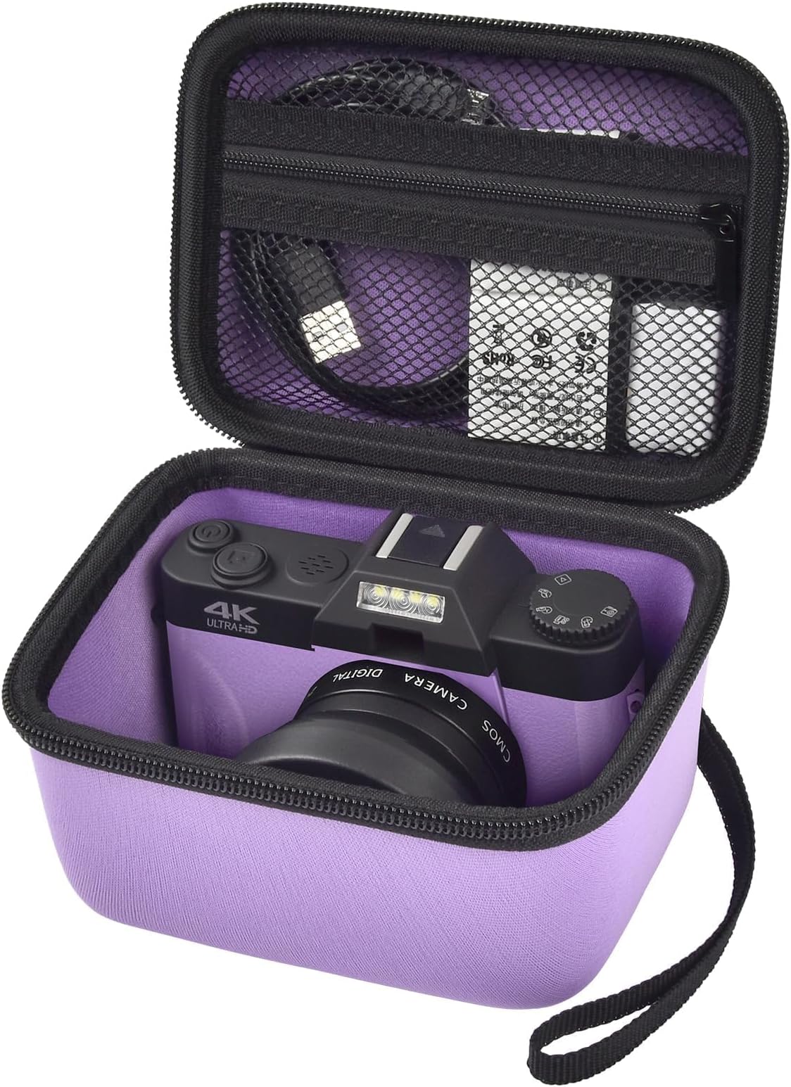 Comecase Vlogging Camera Case Compatible with for Duluvulu/for VJIANGER/for JGIPL/for TEBNGIHNM 4K Digital Cameras for Youtube. Vlog Camera Carrying Storage for Lens and Other Accessories - Purple