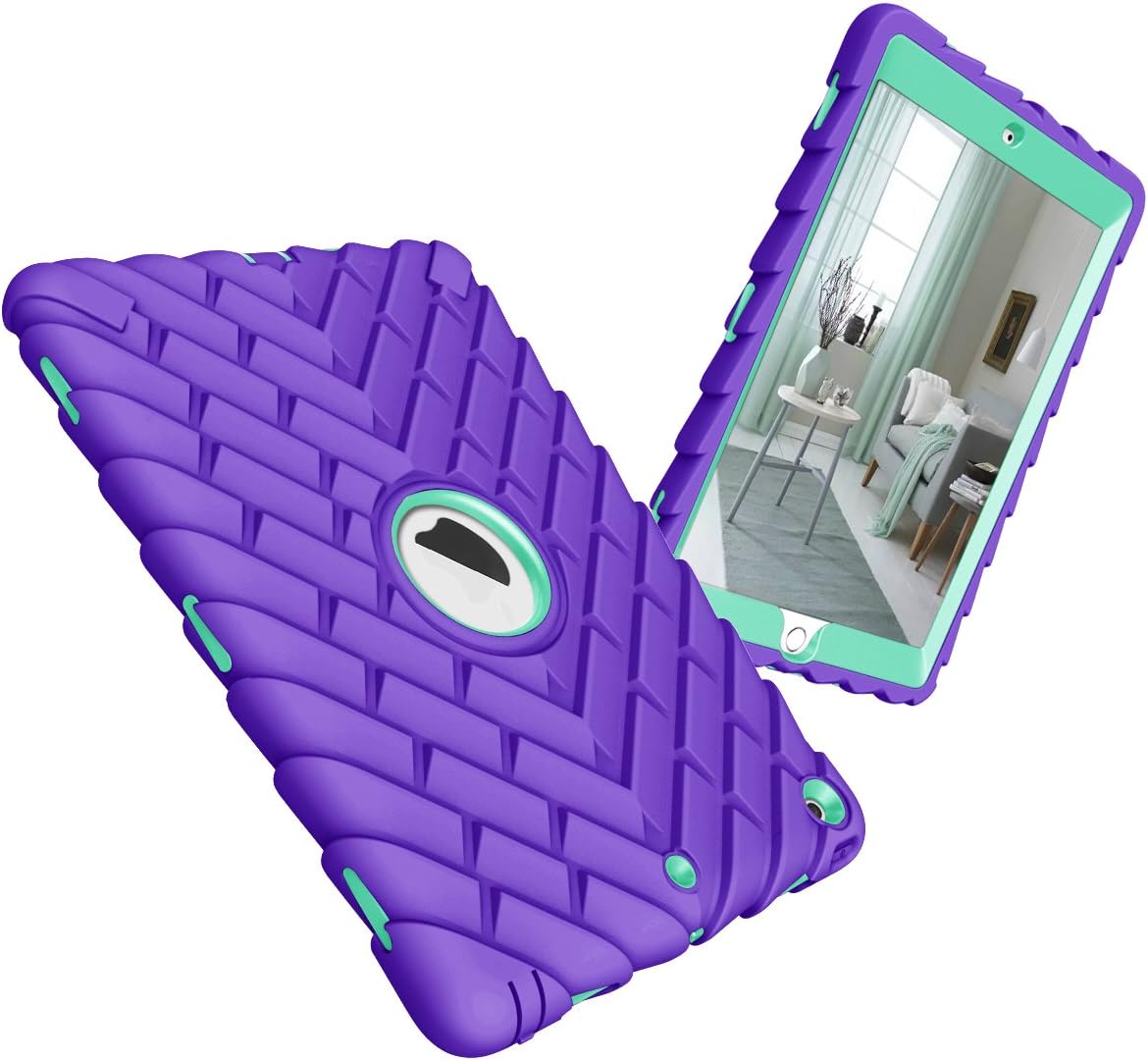 New iPad Case 9.7 inch 2017 and 2018,PIXIU Shockproof Heavy Duty Rugged Defender Full Body Protective case for iPad 5th Generation A1822 A1823,iPad 6th Generation a1954,a1893 Purple