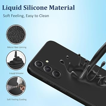 Liquid Silicone Case for Samsung Galaxy S25 FE Case, [Camera Protection] Silky-soft touch Phone Case for Samsung S25FE Cover with Microfiber Lining, Black