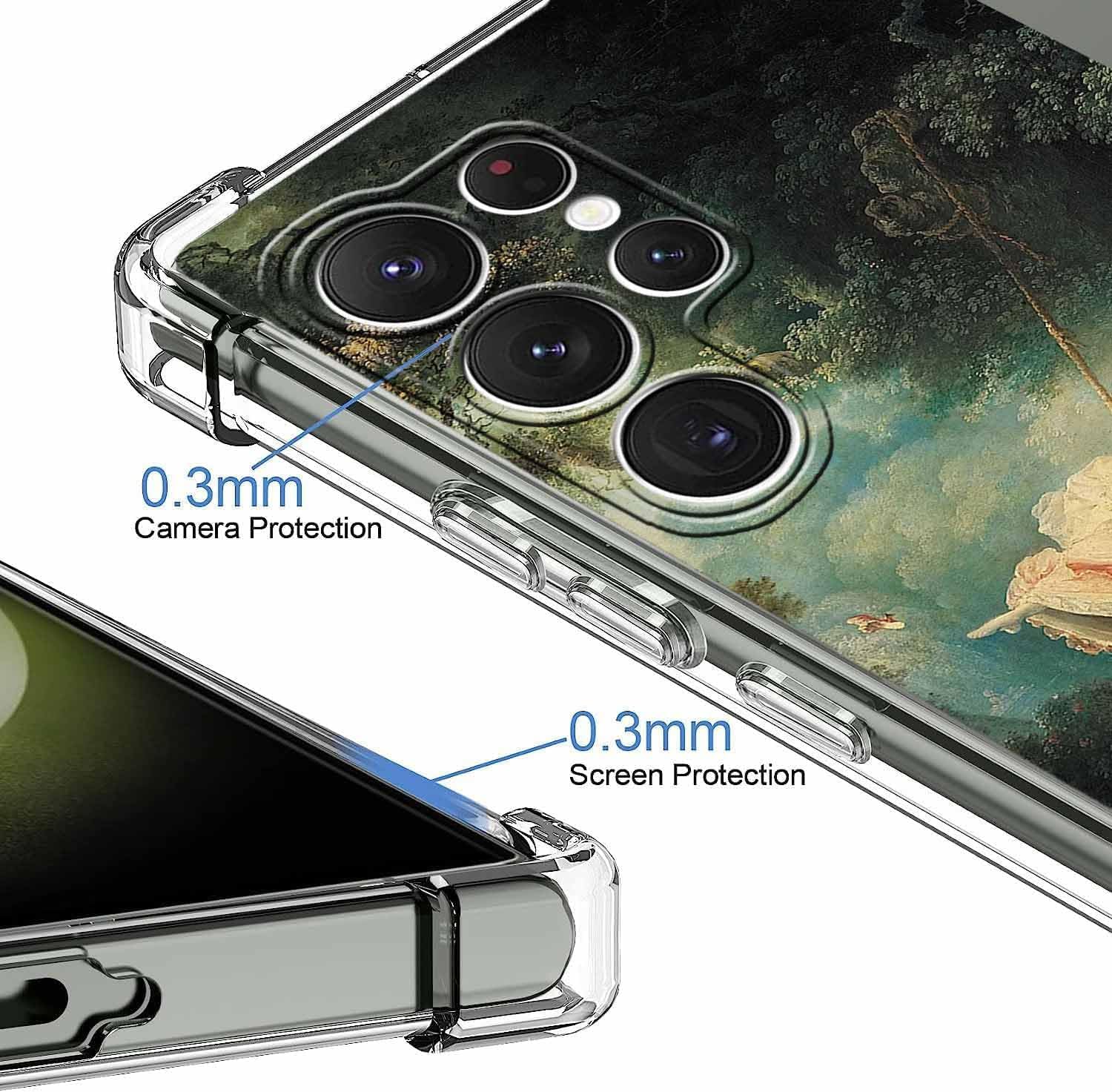 for Samsung Galaxy S23 Ultra Case with Renaissance Classic Art Design,Vintage Aesthetic Rococo Pattern,Clear Slim Soft TPU Bumper Case,6.8”(Renaissance,S23u) image 4