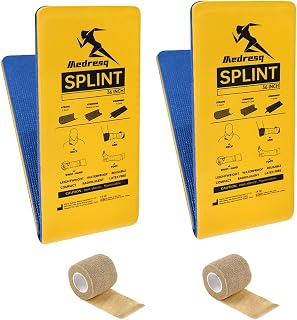 2pc First Aid Splint Kit – Lightweight & Reusable Arm and Leg Fracture Support for Trauma Emergencies, Essential First Aid Equipment for Home, Car & Outdoor Use(Yellow)