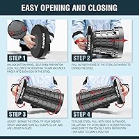 Vista 5 de NUMANU 2PK 2025 Taburete plegable mejorado, máximo 620 libras 2.5-18 pulgadas de alto, taburete plegable portátil ajustable para adultos, asiento