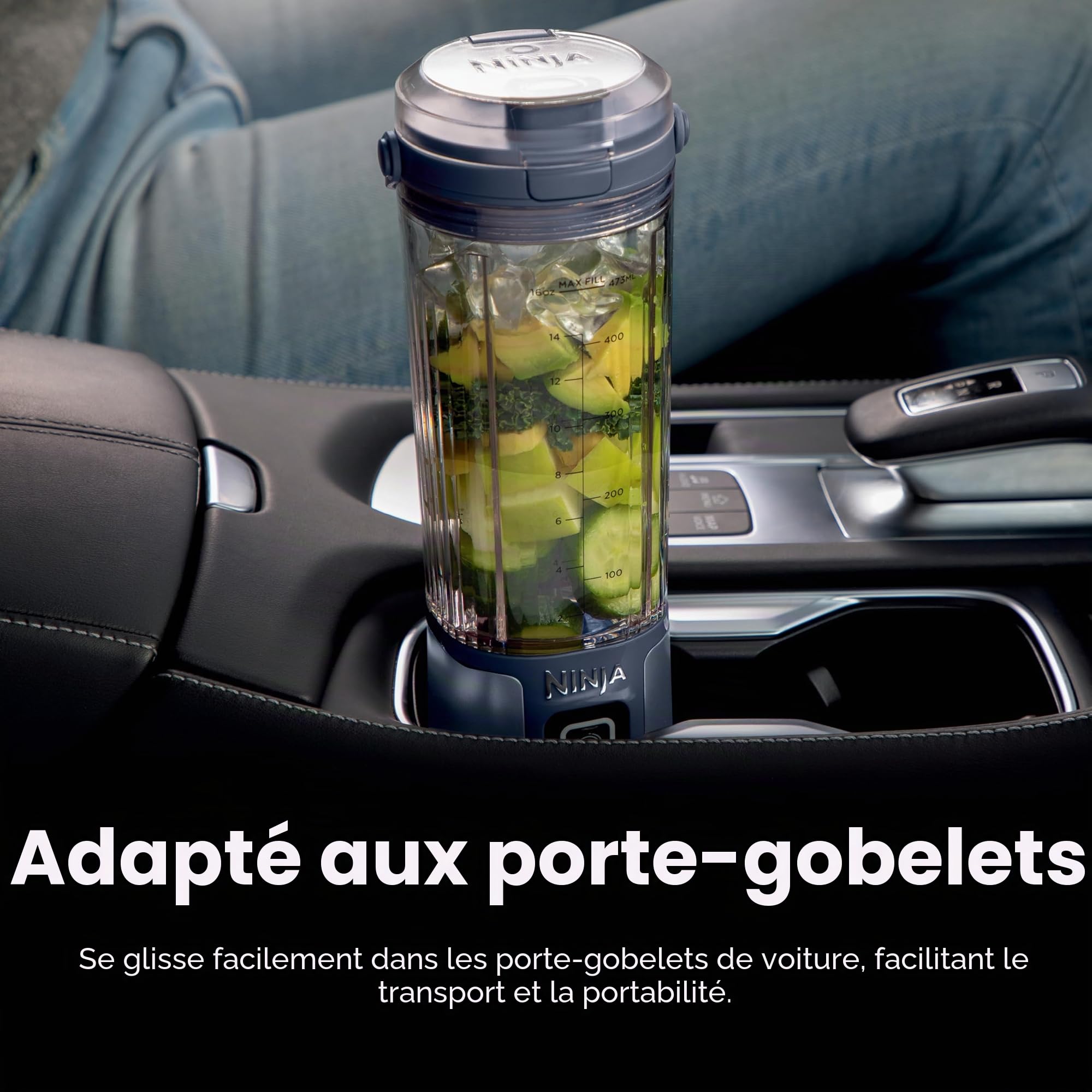 Ninja Blast BC151MB – Mélangeur portable sans fil, récipient de 532 ml, mélangeur personnel pour shakes et smoothies, sans BPA, couvercle étanche et bec verseur à gorgée, rechargeable par USB-C, passe