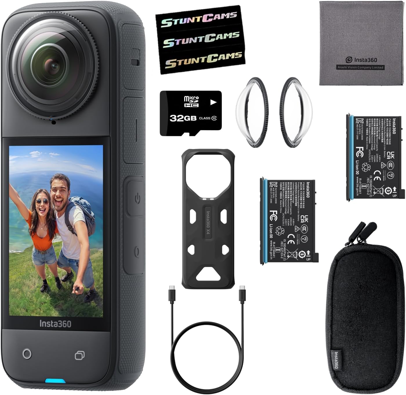 Insta360 X4 - Waterproof 8K 360 Action Helmet Camera with Extra Battery and 32GB SD Card, 4K Wide-Angle Video, Invisible Selfie Stick Effect Lens Guards Sports, Travel, Outdoor Creator