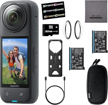 Insta360 X4 - Waterproof 8K 360 Action Helmet Camera with Extra Battery and 32GB SD Card, 4K Wide-Angle Video, Invisible Selfie Stick Effect Lens Guards Sports, Travel, Outdoor Creator